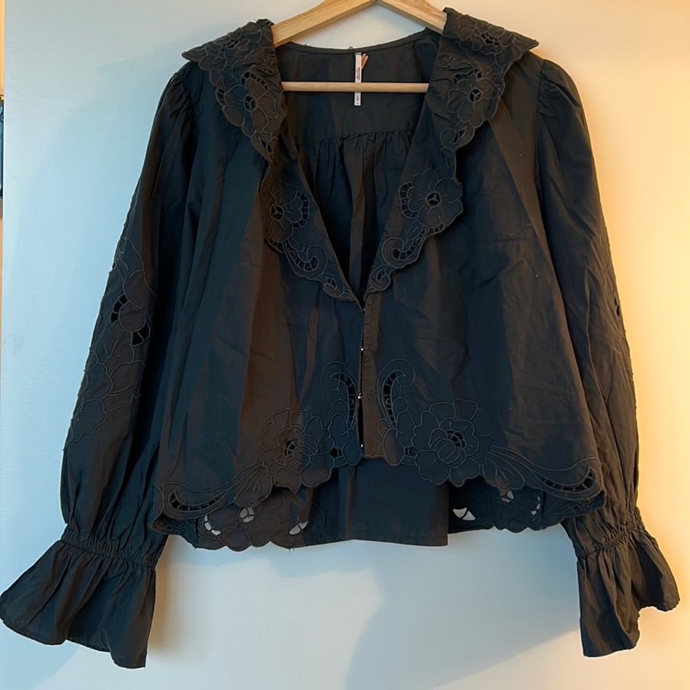Free People Long Sleeve Cutout Blouse